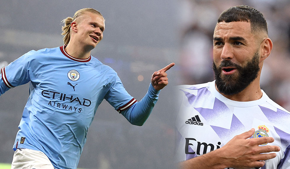 Haaland vs Benzema – Photo: Naomi Baker, Robyn Beck/AFP via Getty Images