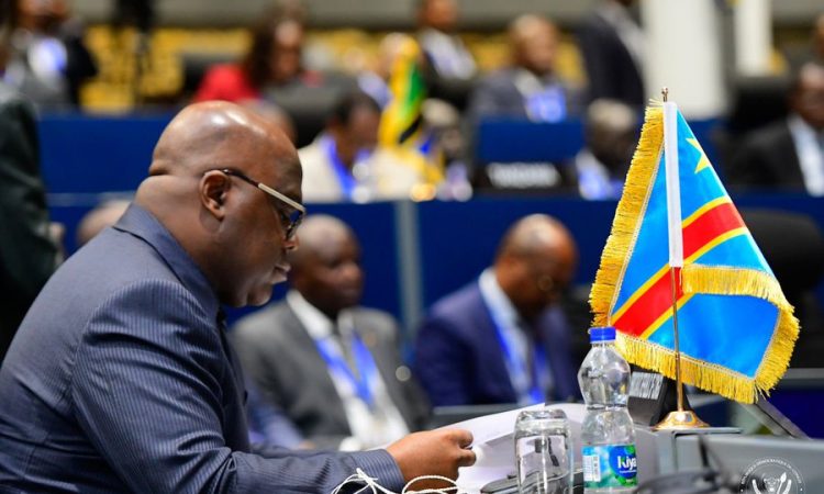 Félix Tshisekedi Tshilombo, Président de la RDC, prenant par au mini-sommet du 16 février 2024 sur la situation à l'Est de la RDC en marge de la 37ème Assemblée Générale de l'UA à Addis-Abeba. Ph. crédit Présidence de la RDC