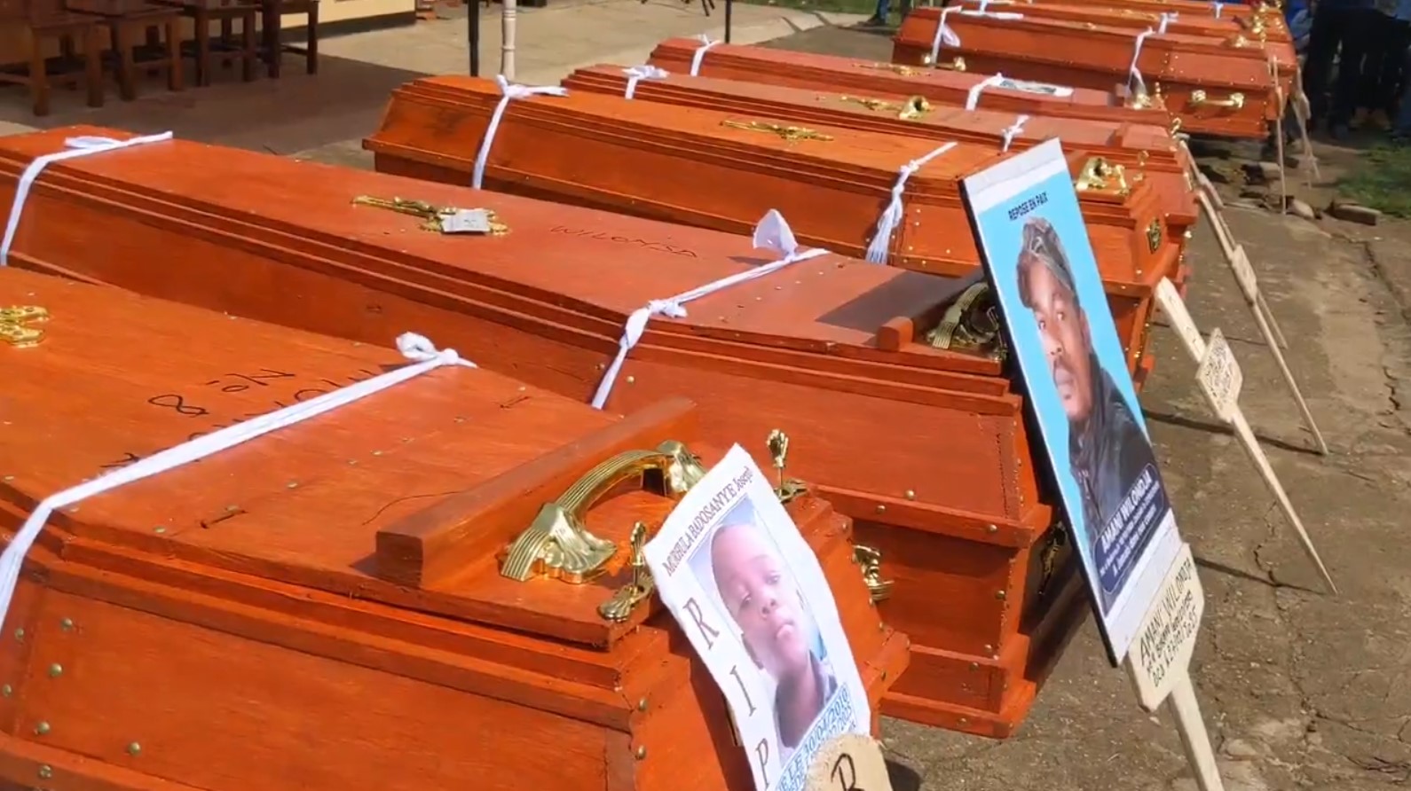 Inhumation de 17 victimes des explosions du 27.02.2025 àBukavu, RDC. Photo crédit tiers.